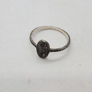 Sterling Silver Size 6.75 Ring with Rose Flower 925